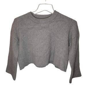 Shaci Blue Gray Long Sleeve Cropped Crewneck Knit Pullover Sweater Size Small
